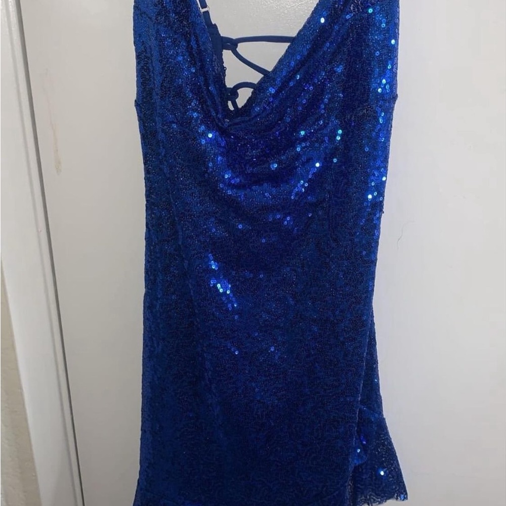 LUCY IN THE SKY blue sequin dress